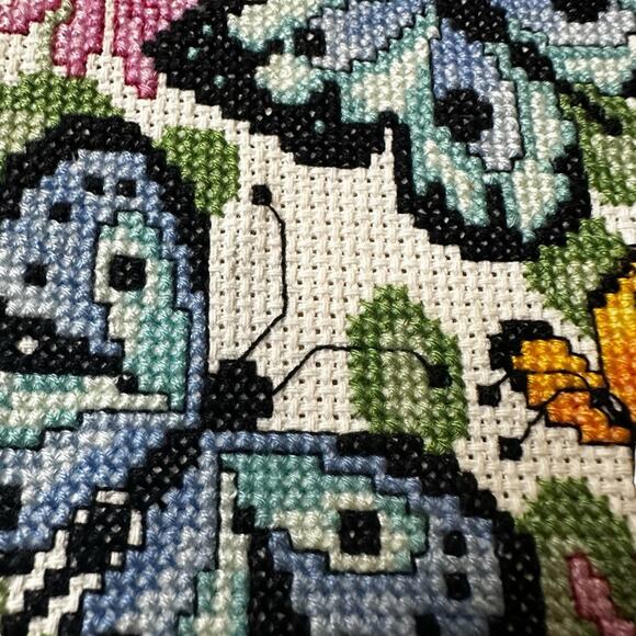 Framed Butterfly and Flower Cross-Stitch Art - Picture 3 of 5